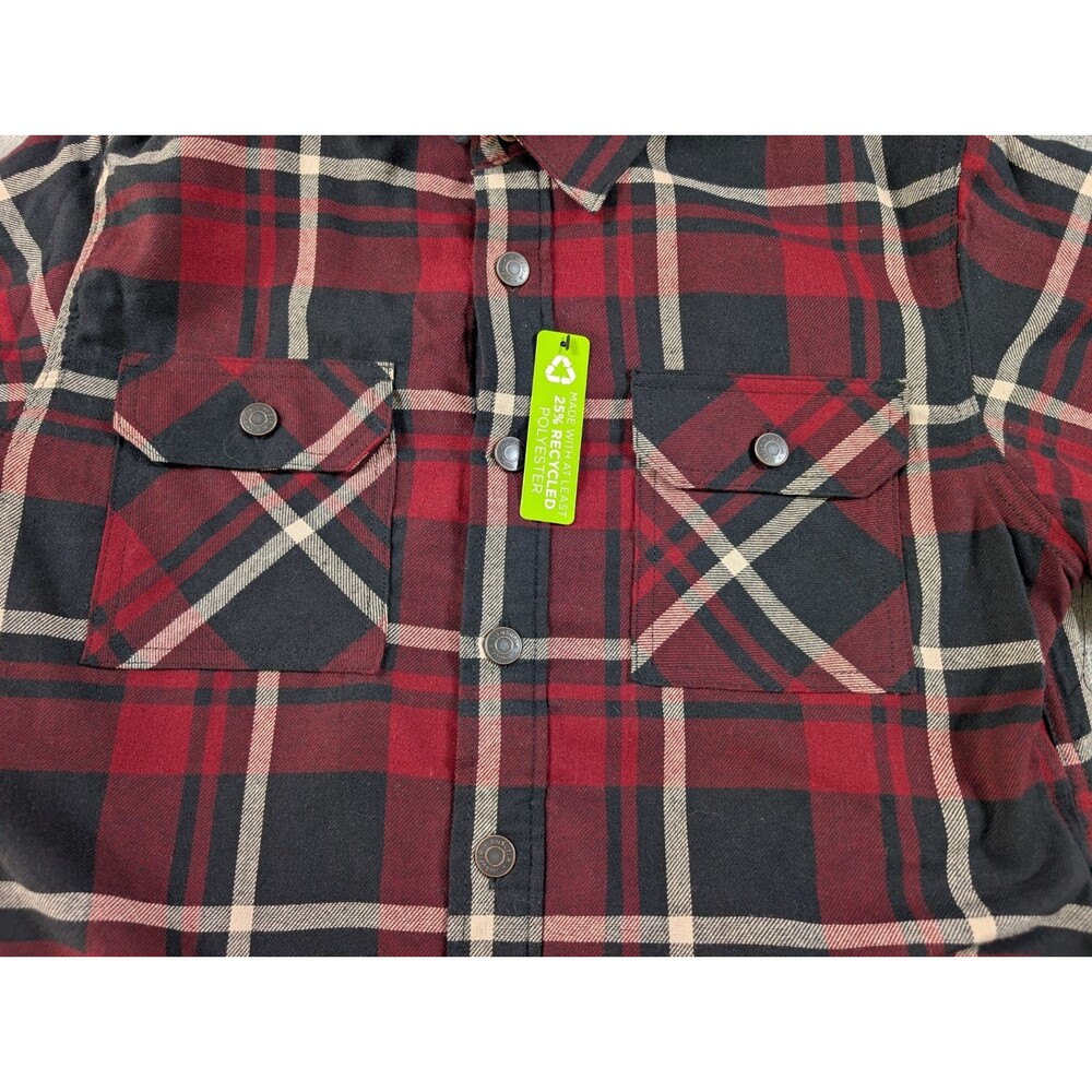 Wrangler Flannel Shirt Jacket Mens S Red Plaid Sherpa Lined Shacket Warm - Picture 5 of 9